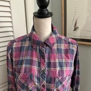Vintage WET SEAL Shirt Womens Medium Pink Plaid Button Down 89 Retro Y2K Grunge